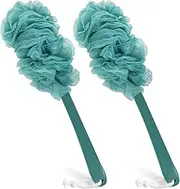 2Pack Back Scrubber for Shower, Qewro Loofah on a Stick as Shower Brush Exfoliating Body with Long Handle, Loofah Sponge Mens Loofah Bathing Accessories for Women