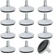 LUORNG 12PCS Furniture Adjustable Feet M6x11mm Long Smooth Non-Slip Sofa Feet Metal Base Rubber Mat for TV Cabinet Tea Maker Shoe Cabinet Washing Machine Raised Shelf Bathroom Cabinet Furniture