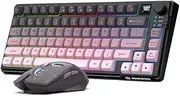 75% Wireless Gaming Keyboard and Mouse Combination, with Rechargeable Battery, Glowing Mechanical Feel Keyboard, Ergonomic RGB Optical Mouse, for Gaming/Business (BlackBerry Powder)