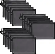 Tivcck 15 Pcs Mesh Zipper Pouch Bags, Nylon Travel Bags, Makeup Pouches for Organizing (Black, 9.5 x 7.5 Inch), Black, Drawstring