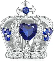 [Teleye] Crown Charm 925 Sterling Silver Charm Fits For Pandora Bracelet Necklace,BSC835, Cubic Zirconia, Created Cubic Zirconia