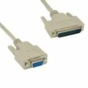 DB9 Female to DB25 Male Serial Cable AT Modem RS232 Straight Through, 2 Feet
