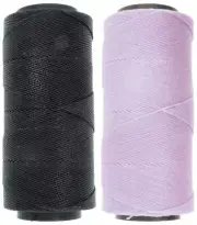 2 Knot It Waxed Polyester Cord 1mm Diameter 144M Spools (Black, Lilac)