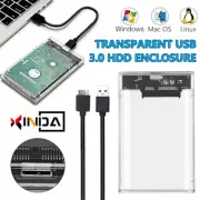 Transparent Case Hard Drive Enclosure SATA 2.5" USB 3.0 Disk External HDD SSD