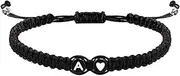 [Generic] Letters Bracelets For Women,Bracelets For Couples With Heart Design | Braided Drawstring Bracelet, 26 Letters Initial Charm Bracelet, Adjustable For Women Men