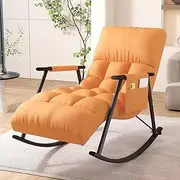 Hbluefat Modern Orange Cross Back Rocking Armchair Lounge Sofa Chair, 5 Speed Adjustable, Anti-Rollover, 250lbs Capacity, Relaxing, Living Room, Bedroom