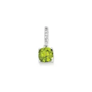 14k White Gold Real Diamond and Peridot Pendant