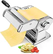 Pasta Maker Machine - Heavy Duty Steel Construction - 150 Roller with Pasta Cutter - 7 Adjustable Thickness Settings, Hand Crank and Instructions