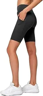 [H HIAMIGOS] 8'' Biker Shorts for Women High Waist with Pockets Workout Gym Shorts Compression Yoga Shorts S-5XL