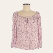 Lush Nordstrom Floral Lightweight Peasant Blouse Size M NWT