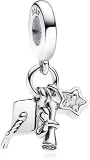 [YUMINN] 2025 Graduation Charms 925 Sterling Silver for Bracelets and Necklaces Dangle Pendant Beads Jewellery Gifts for Women, Sterling Silver, Cubic Zirconia