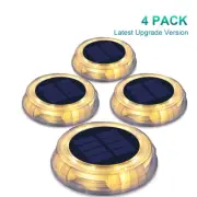 Solar Powered Deco Clear LED In-Ground Well Light Waterproof Warm White 4 Pack