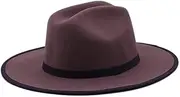 [Generic] Fedora Hats for Women Men Wide Brim Felted Hat Wool Jazz Cap Autumn Winter Panama Black Sombreros