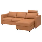 VIMLE 3-seat sofa, with chaise longue with headrest/Grann/Bomstad golden-brown