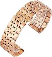 [KLXBXMYPK] Stainless Steel Watch Strap 16mm 18mm 20mm 22mm 24mm Suitable for Smart Watch Quartz Watch Unisex Replacement Watch Strap Bracelet Accessories(Rose Gold,20mm)