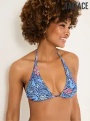 FatFace Maci Dark Blue Triangle Detail Floral Bikini Top (AD3778) | $68