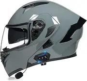 Motocross Bluetooth Helmet ECE Certified Full-Face Flip-Up Modular Helmet with Dual Sun Visors for Men and Women Convertible Motorcycle Helmets B2,L