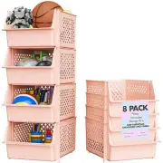 8-Pack Cream Stackable Storage Bins: Streamlined Organization for Your Pantry...