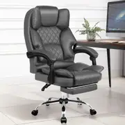 ALFORDSON Office Chair Gaming Executive Computer Racer PU Leather Seat Recliner Grey