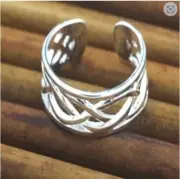 CHRISTMAS GIFT 4 WOMEN Solid Metal Overlap Elegant Adjustable Toe Ring 925Silver