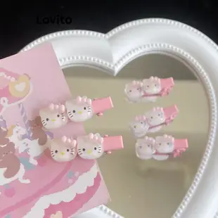 Lovito 可愛卡通圖案 Kitty 少女心女髮夾 LFA06182 (粉紅色)