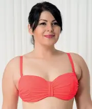 Aqua Perla Womens Harmony Neon red Bikini Top Plus size