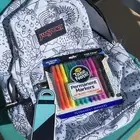 JanSport Cross Town Fun Color Me Backpack H2O Side Pocket Cool DIY Brand New
