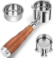 51mm Espresso Bottomless Portafilter 3 Ears for De'Longhi La Specialista EC9335 9155 9355 9665 Coffee Machine,100% Stainless Steel Filter Baskets and Walnut Handle
