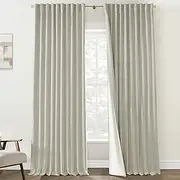 Best Insulated Curtains for Winter,70 Inch Extra Wide Black Out Large Window Linen Blackout Curtain Drapes for Bedroom Living Room,70 Width by 90in Length,Beige,Cortina Blackout para HabitacióN