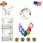 Elegant Tree of Life Agate Slice Wind Chime - Promotes Chakra Healing Energy