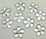 200 Clear Acrylic Flatback Flower Rhinestone Gem 15mm DIY Embellishments