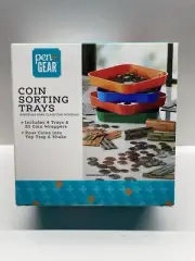 Pen Gear Coin Sorting Trays Includes 4 Trays 20 Coin Wrappers New