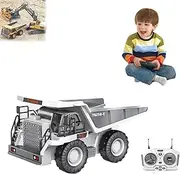 Constructpro - Remote Controlled Machinery, RC 11-Channel Die-Cast Full Function Excavator Toy, 1/14 Scale Remote Control Excavator RC Toy with 360 Rotation for Boys 3-5 Year Old (Dump Truck-B)