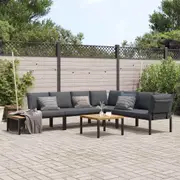 5 Piece Garden Sofa Set with Cushions Black Aluminium vidaXL