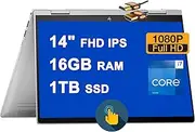 HP Envy X360 2-in-1 Laptop 14" FHD IPS Touchscreen 13th Gen Intel 10-Core i7-1355U 16GB RAM 1TB SSD Intel Iris Xe Graphics Backlit Fingerprint USB-C B&O Fast Charge Win11 Silver + HDMI Cable