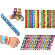 15Pcs Mixed Wrist Snap Slap Bands Slap Bracelets Party Favor Retro