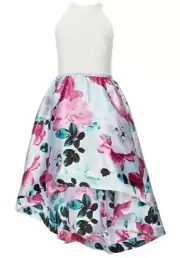 Xtraordinary Big Girl's Lace Mikado Floral Hi-Lo Fanciful Dress-Size-14 or 16