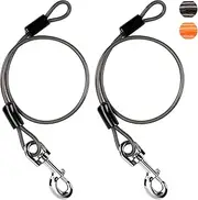 Chew Proof Dog Leash Extender, 24'' Wire Rope Extension for Small, Medium, Large Dogs, Walking, Training Puppies, Dual 2-Dog Leash, Metal Cable Lead for Collar & Harness