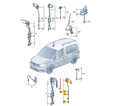 Volkswagen Caddy 2K Antenna Module AM/FM 2K5035525T NEW GENUINE