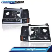 FIT FOR 1992-1996 FORD F150-F350 LED DRL HEADLIGHT CORNER/BUMPER LAMPS 6PC BLACK (for: Ford)