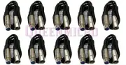 10 Pack 6Ft 6'Foot XLR 3Pin Male Female Mic Audio Microphone Cord Shielded Cable