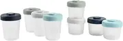 BÉABA, Set of 8 Storage Pots, Interlocking, Stackable Pots, Baby Food Storage Container, 100 Percent Airtight, Freezable, Breast Milk, 4 x 150 ml + 4 x 250 ml