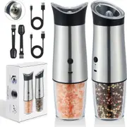 Electric Salt and Pepper Grinder Set 2 Packs USB Rechargeable Automatic