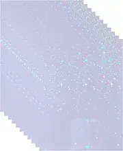 ILKPAPIE 20 Sheets A4 Size (8.25”x11.7") Stars Cold Laminating Film Holographic Self-Adhesive Laminted Film No Need Machine-1