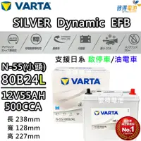 在飛比找momo購物網優惠-【VARTA 華達】N-55 80B24L EFB 啟停車 