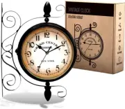 Vintage Double Sided Wall Clock Industrial Wall Clock for Outdoor Decorative Wal