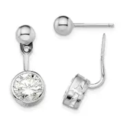 Sterling Silver Rhodium-Plated Cz Front And Back Post Earrings