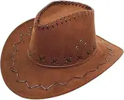 [Segolike] Western Cowboy Hat Wide Brim UV Panama Fedora Hat Foldable Roll up Floppy Beach Trilby Caps with Sweatband and Chin Strap - Gray