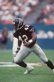 Defensive back Devin Bush Atlanta Falcons in action during the - 1995 Old Photo
