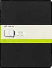 Moleskine Cahier Notebook - Set of 3 - Plain - Extra Large - Black, (QP323)